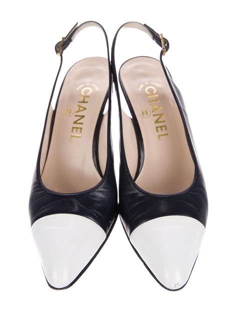 chanel kitten heel pumps|Chanel cap toe slingback pumps.